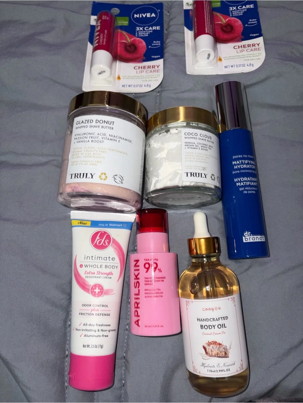 TRULY Body Butters Set with Pink & White Jars + Blue Hydrating Mist